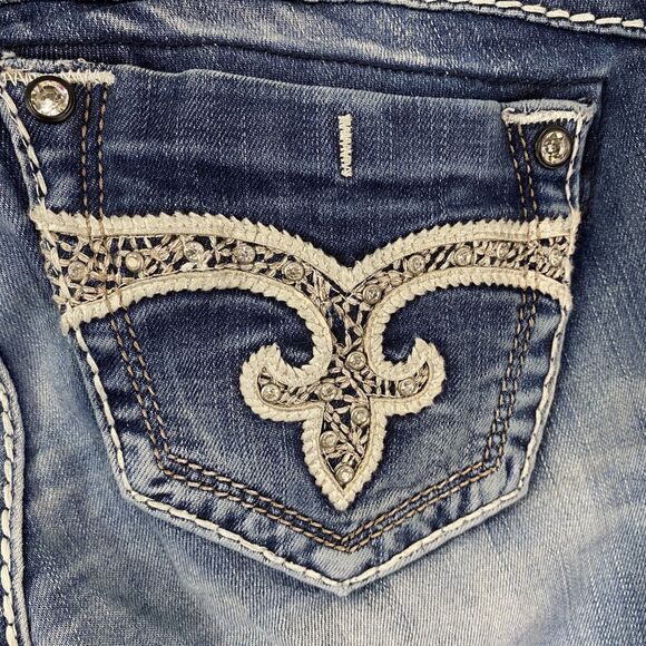 Rock Revival Womens Adele Boot Jeans Size 26 Blue Stretch Pocket Details *flaw* - Picture 6 of 16